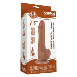 LoveToy SlidingSkin Gode avec Bourses Sliding Skin 13 x 3.8cm Marron